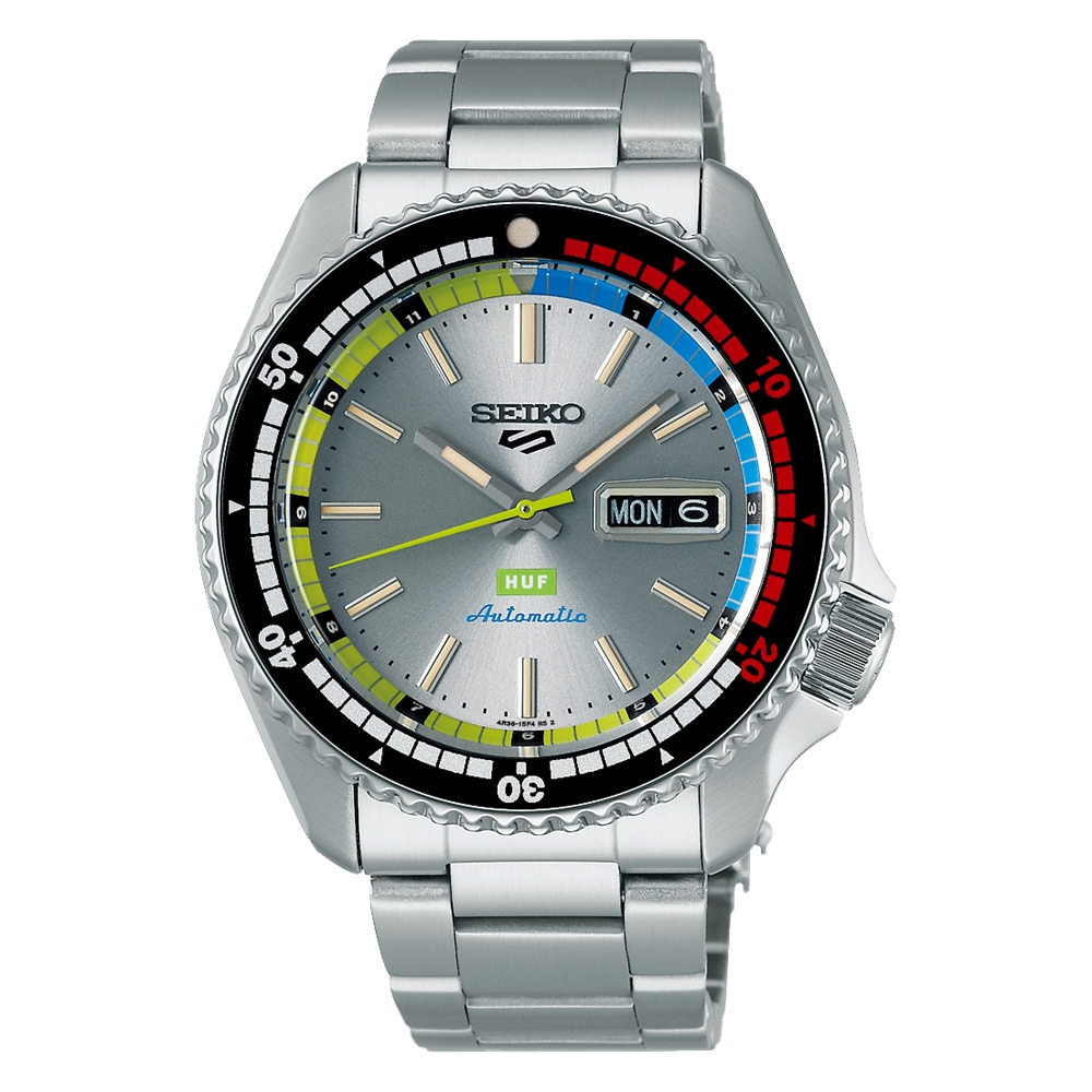 5 Sports X HUF Limited Edition Collaboration II 42.5mm Bracelet Strap Mens Watch Silver 5 Sports X HUF Limited Edition Collaboration II 42.5mm Bracelet Strap Mens Watch Silver