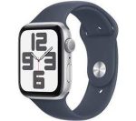 APPLE Watch SE (2023) – 44 mm Silver Aluminium Case with Storm Blue Sport Band, S/M, Silver/Grey,Blue