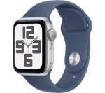 APPLE Watch SE - 40mm Silver Aluminium Case with Denim Sport Band - S/M, Silver/Grey,Blue