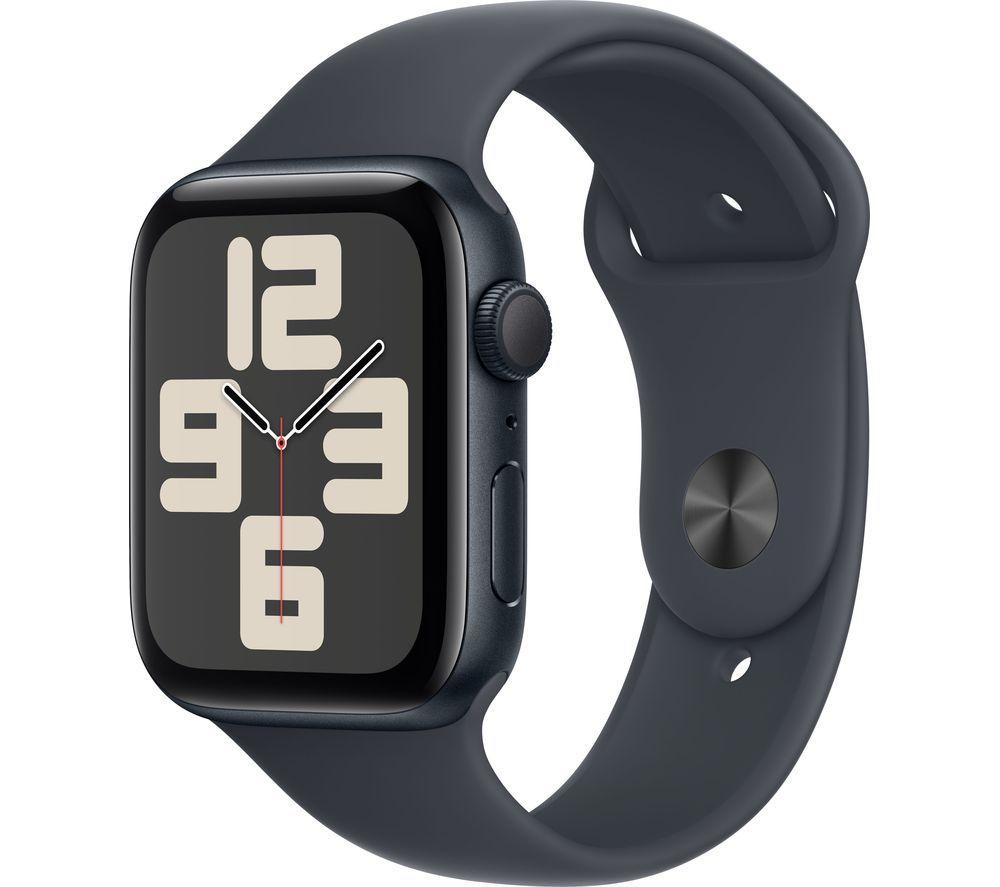 APPLE Watch SE - 44 mm Midnight Aluminium Case with Midnight Sport Band, S/M, Black APPLE Watch SE - 44 mm Midnight Aluminium Case with Midnight Sport Band, S/M, Black