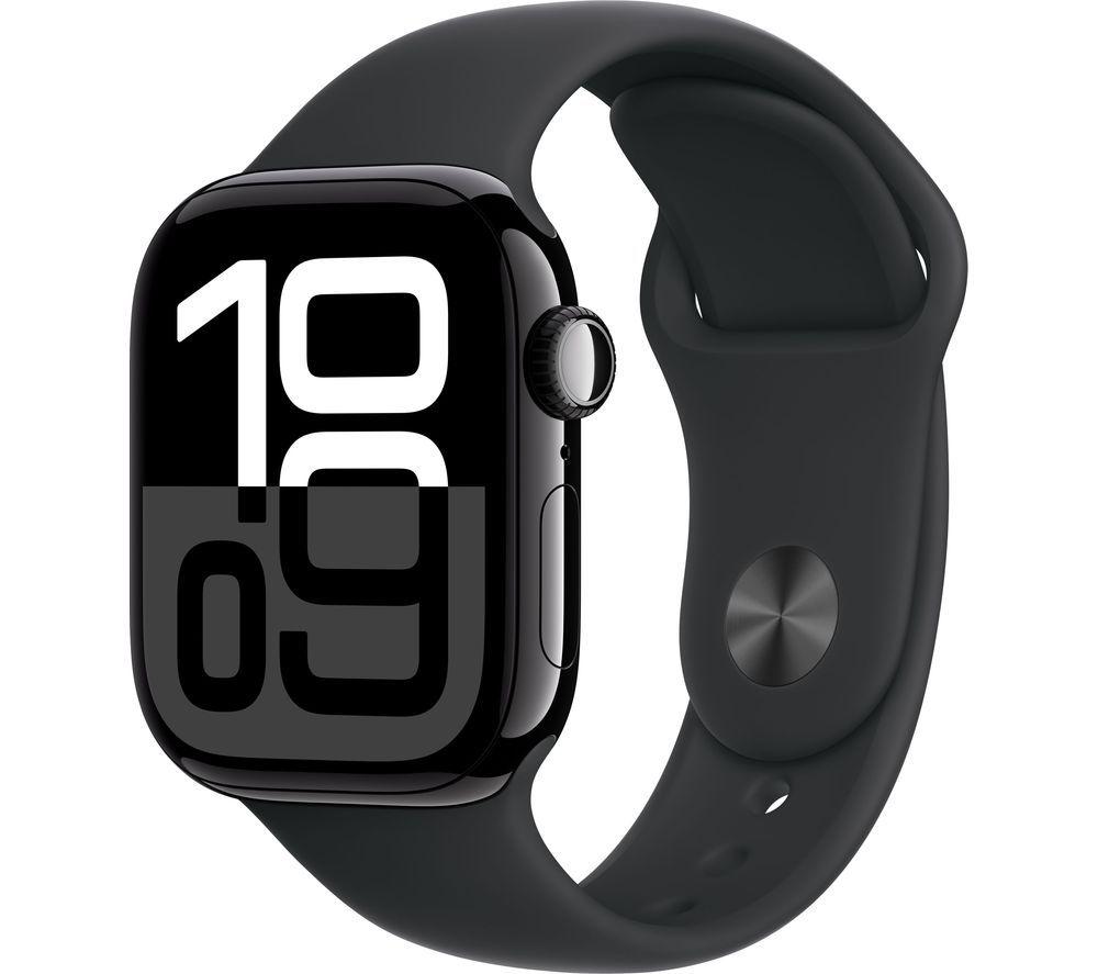 APPLE Watch Series 10 - 42 mm Jet Black Aluminium Case with Black Sport Band, S/M, Black APPLE Watch Series 10 - 42 mm Jet Black Aluminium Case with Black Sport Band, S/M, Black
