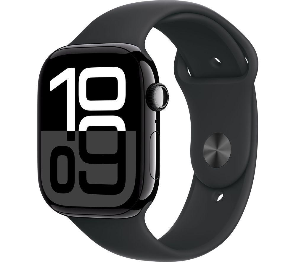 APPLE Watch Series 10 - 46 mm Jet Black Aluminium Case with Black Sport Band, M/L, Black APPLE Watch Series 10 - 46 mm Jet Black Aluminium Case with Black Sport Band, M/L, Black