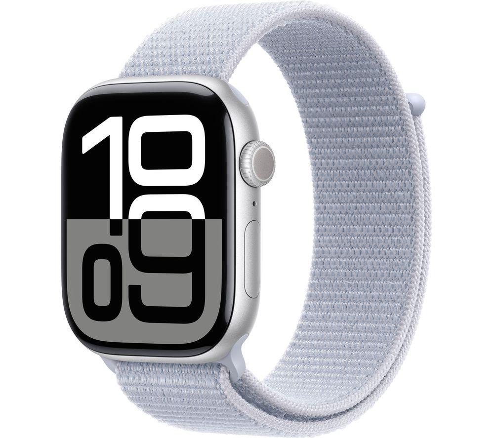 APPLE Watch Series 10 - 46 mm Silver Aluminium Case with Blue Sport Loop, Silver/Grey,Blue APPLE Watch Series 10 - 46 mm Silver Aluminium Case with Blue Sport Loop, Silver/Grey,Blue