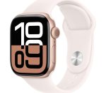 APPLE Watch Series 10 Cellular - 42 mm Rose Gold Aluminium Case with Light Blush Sport Band, S/M, Pink,Gold