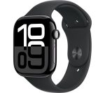 APPLE Watch Series 10 Cellular - 46 mm Jet Black Aluminium Case with Black Sport Band, S/M, Black