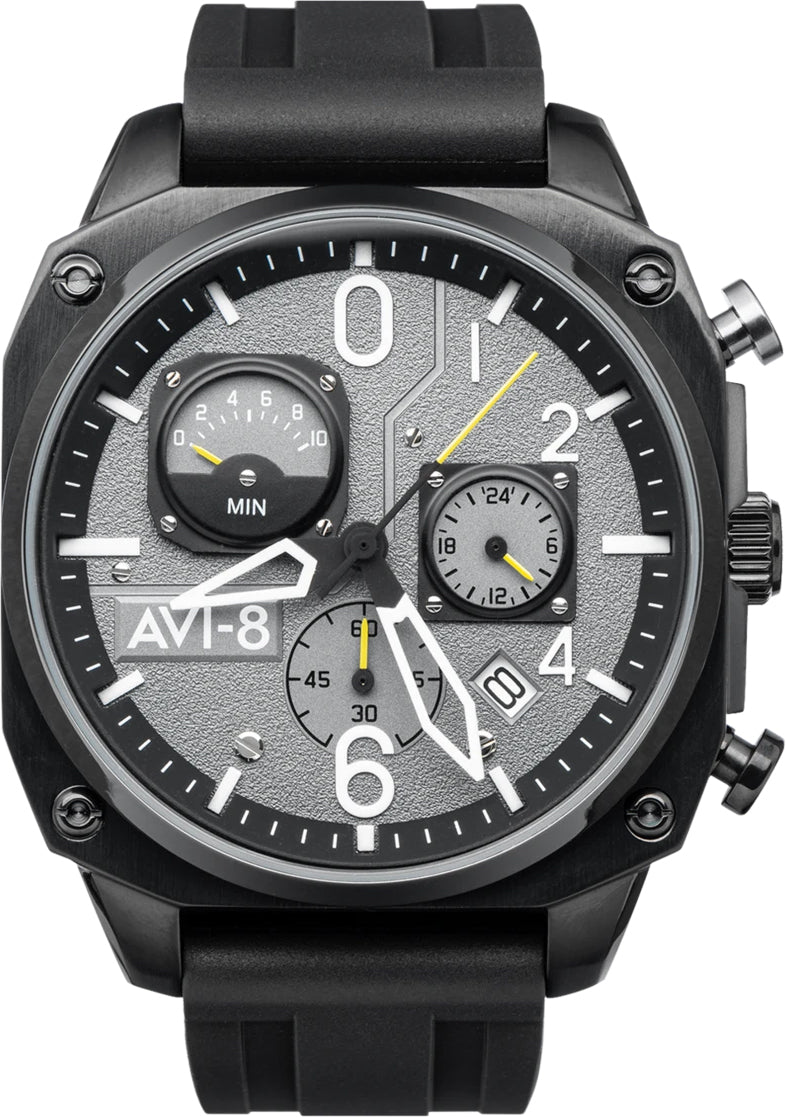 AVI-8 Watch Hawker Hunter Retrograde Chronograph Tactical Black D - Silver AVI-8 Watch Hawker Hunter Retrograde Chronograph Tactical Black D - Silver