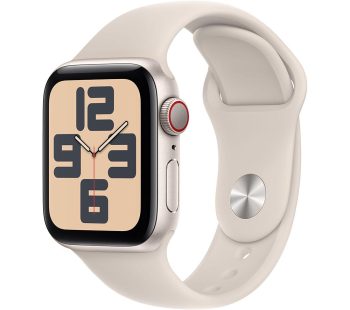 Apple Watch SE Cellular (2023) - 40 mm Starlight Aluminium Case with Starlight Sport Band, S/M, Cream