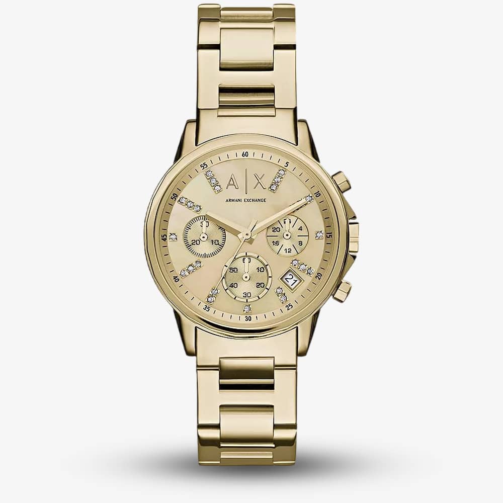 Armani Exchange Lady Banks Gold Plated Chronograph Watch AX4327 Armani Exchange Lady Banks Gold Plated Chronograph Watch AX4327