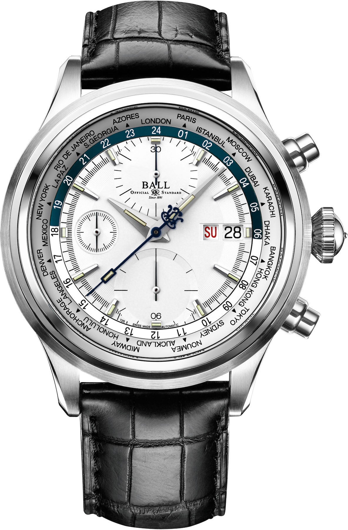 Ball Watch Company Trainmaster Worldtime Chronograph - Silver Ball Watch Company Trainmaster Worldtime Chronograph - Silver