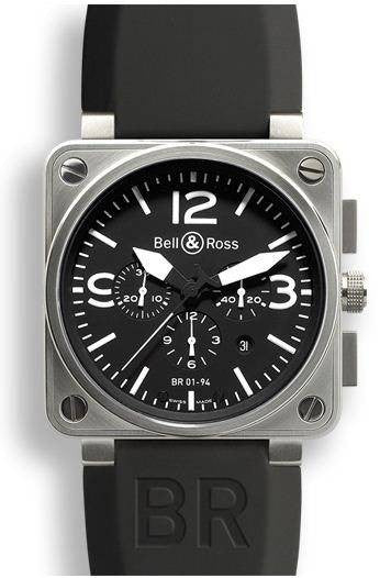 Bell & Ross BR 01 94 Chronograph Black Dial Steel Case - Black Bell & Ross BR 01 94 Chronograph Black Dial Steel Case - Black