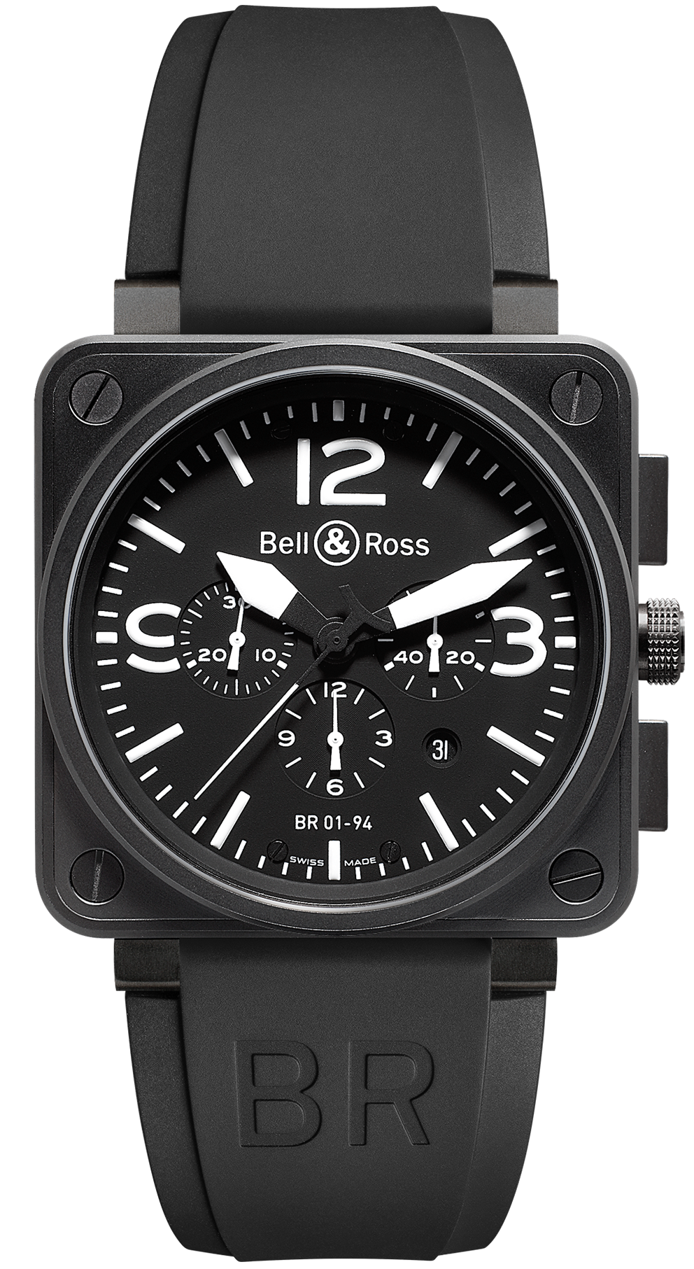 Bell & Ross Watch BR 01 94 Chronograph Black Dial Carbon Finish D - Black Bell & Ross Watch BR 01 94 Chronograph Black Dial Carbon Finish D - Black