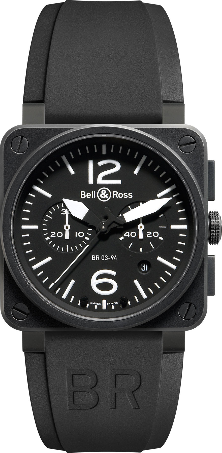 Bell & Ross Watch BR 03 94 Chronograph Black Dial Carbon Finish - Black Bell & Ross Watch BR 03 94 Chronograph Black Dial Carbon Finish - Black