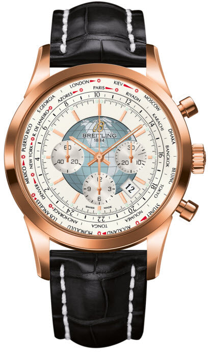Breitling Watch Transocean Chronograph Unitime Polar White Red Gold - White Breitling Watch Transocean Chronograph Unitime Polar White Red Gold - White
