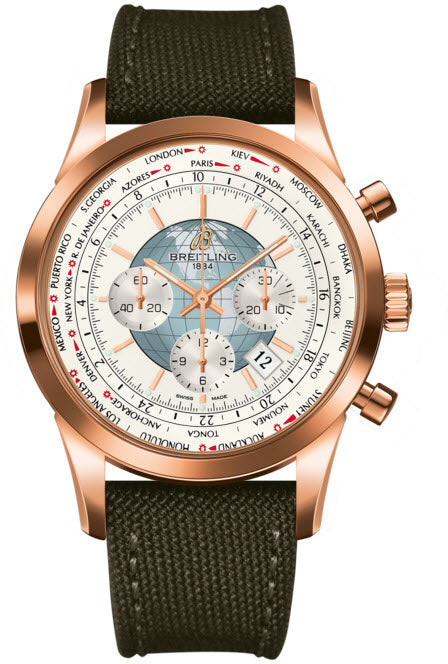 Breitling Watch Transocean Chronograph Unitime Polar White Red Gold - White Breitling Watch Transocean Chronograph Unitime Polar White Red Gold - White