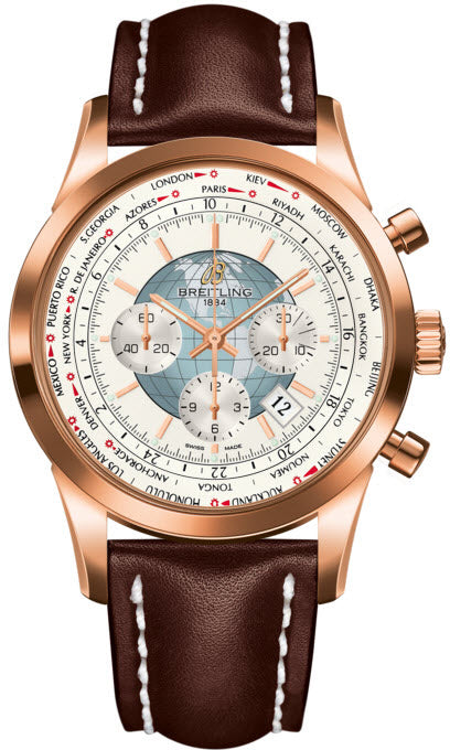 Breitling Watch Transocean Chronograph Unitime Polar White Red Gold - White Breitling Watch Transocean Chronograph Unitime Polar White Red Gold - White