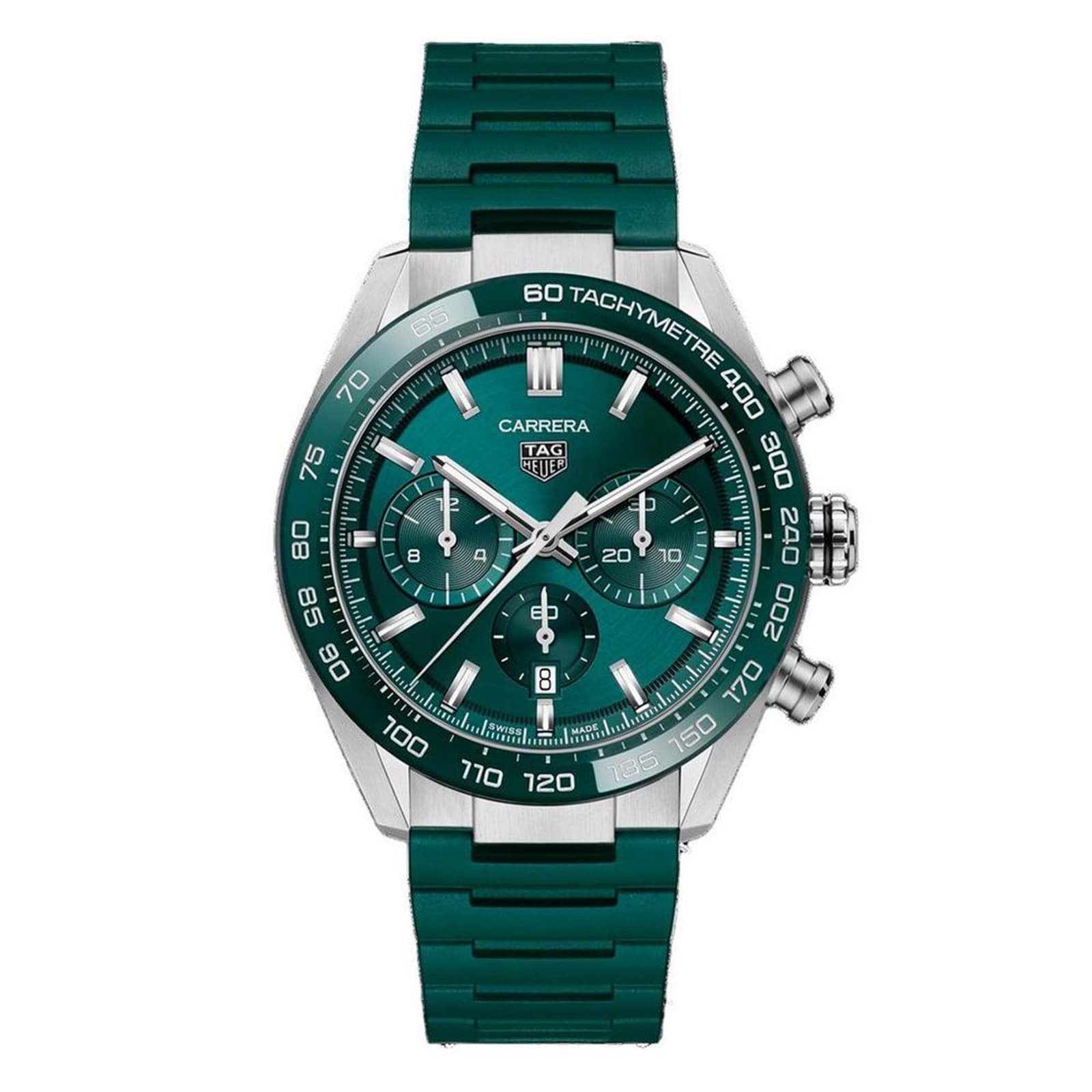 Carrera Chronograph 44mm Mens Watch Green Rubber Carrera Chronograph 44mm Mens Watch Green Rubber