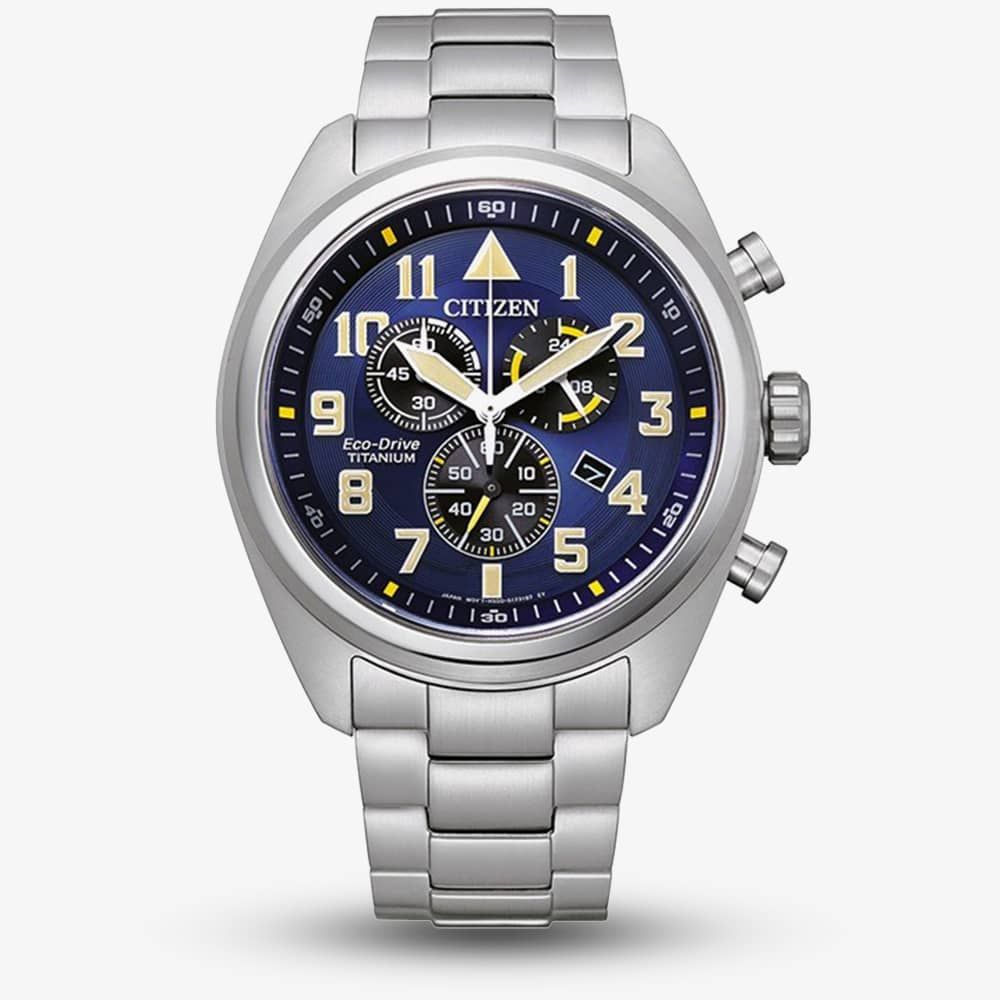 Citizen Mens Eco-Drive Blue Dial Chronograph Watch AT2480-57L Citizen Mens Eco-Drive Blue Dial Chronograph Watch AT2480-57L