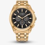 Citizen Mens Eco Drive Gold Plated Chronograph Watch CA4512-50E