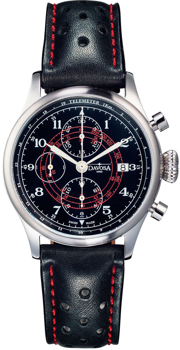 Davosa Watch Vintage Rallye Pilots Chronograph - Black Davosa Watch Vintage Rallye Pilots Chronograph - Black