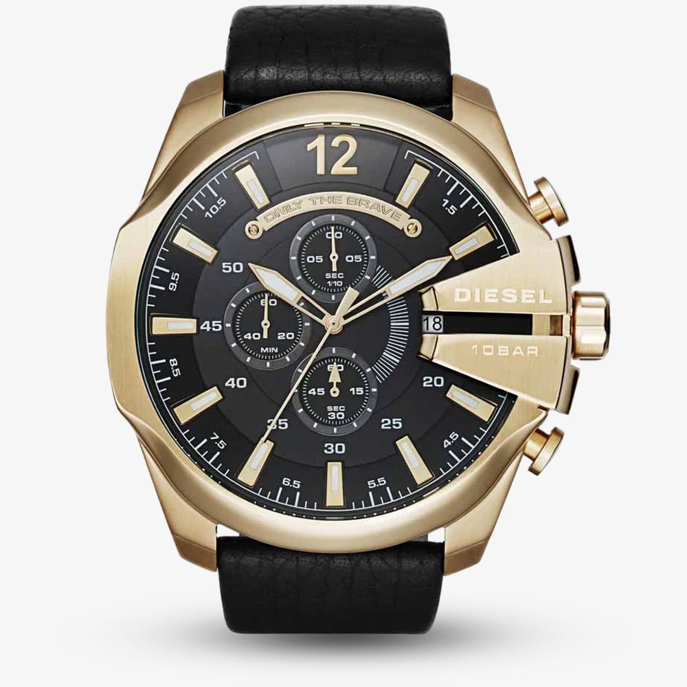 Diesel Mens Mega Chief Gold Plated Chronograph Strap Watch DZ4344 Diesel Mens Mega Chief Gold Plated Chronograph Strap Watch DZ4344