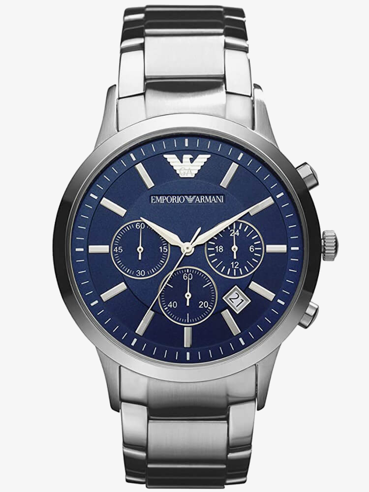 Emporio Armani Mens Silver Chronograph Watch AR2448 Emporio Armani Mens Silver Chronograph Watch AR2448