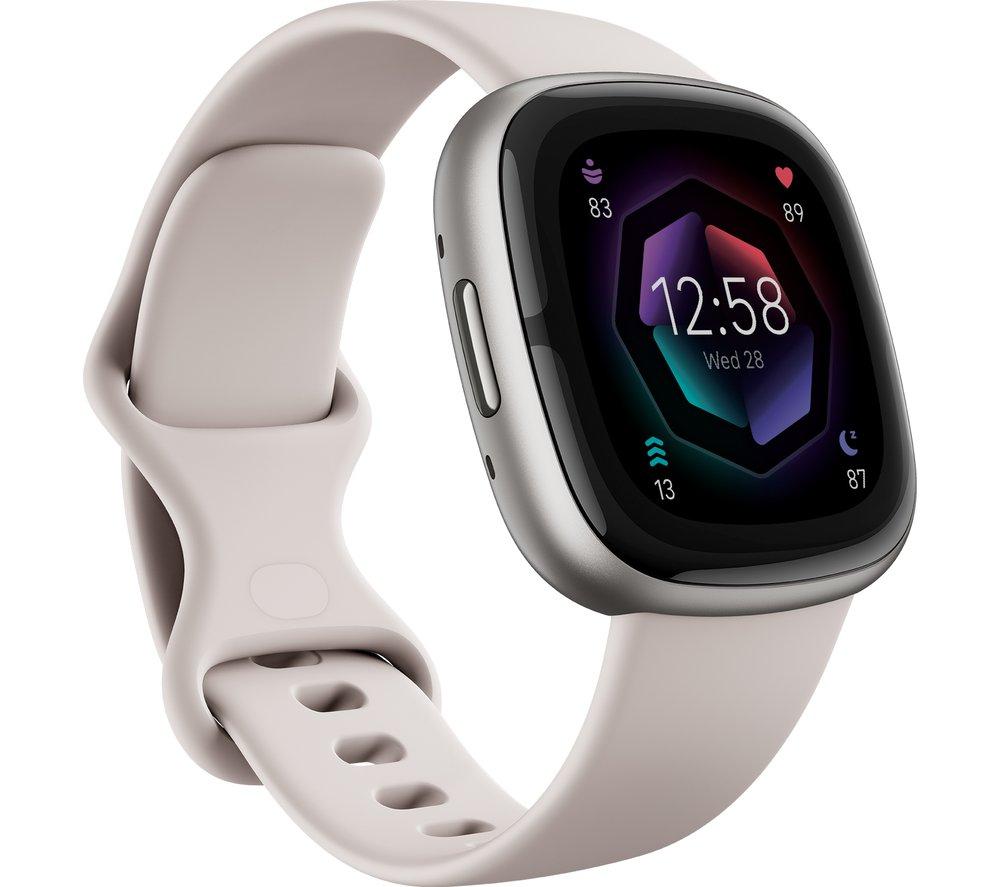 FITBIT Sense 2 Smart Watch - Lunar White & Platinum, Silver/Grey,White FITBIT Sense 2 Smart Watch - Lunar White & Platinum, Silver/Grey,White