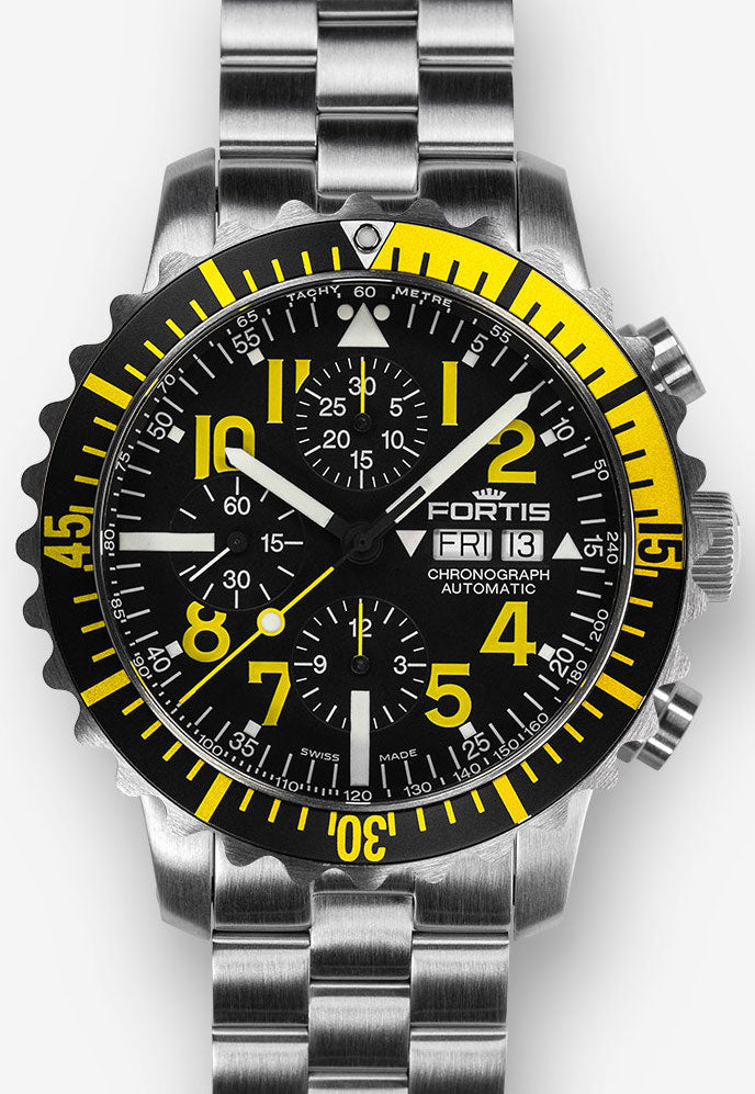 Fortis Watch Marinemaster Yellow Chronograph - Black Fortis Watch Marinemaster Yellow Chronograph - Black