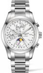Longines Watch Conquest Classic Moonphase Chronograph Mens - Silver
