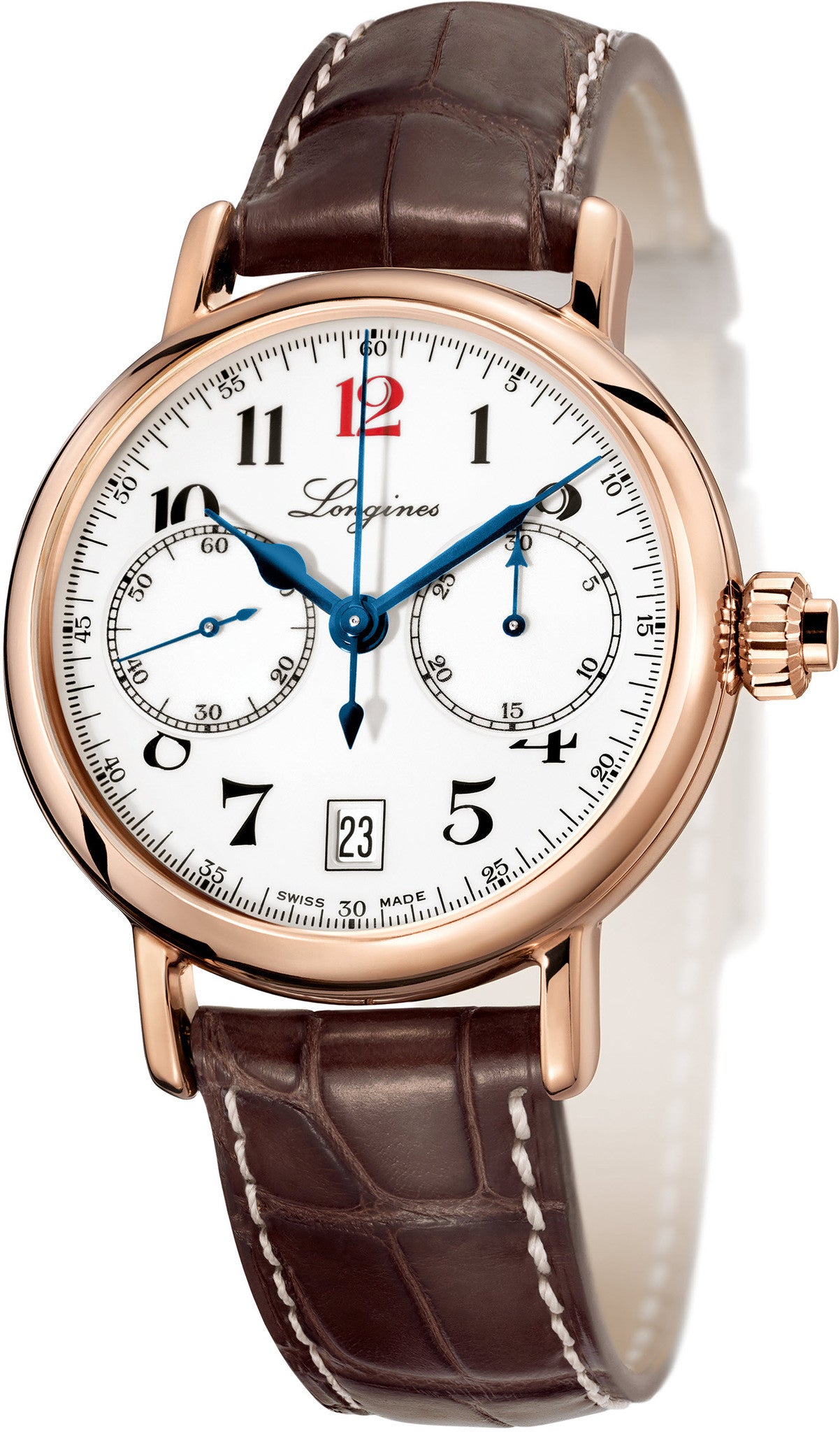 Longines Watch Heritage Column Wheel Chronograph Mens - White Longines Watch Heritage Column Wheel Chronograph Mens - White