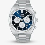 Lorus Mens Multisports Chronograph Silver Tone Blue Watch RT363KX9