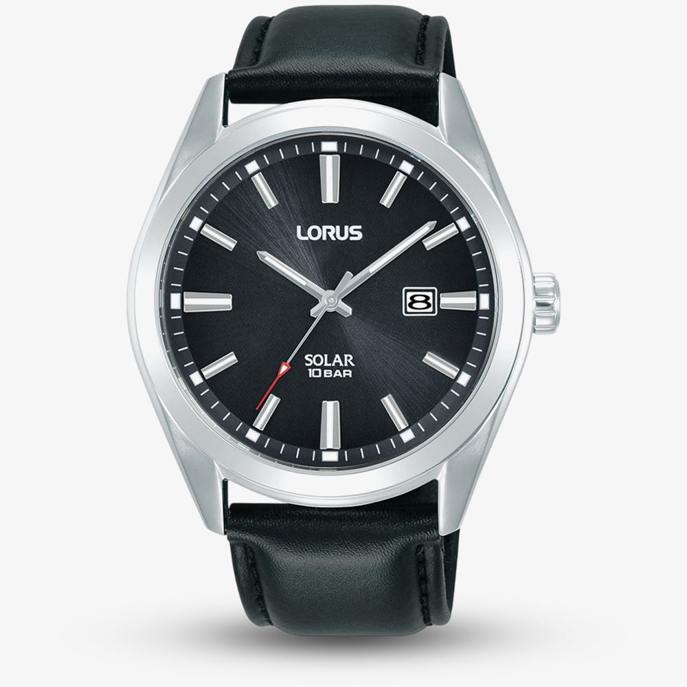 Lorus Mens Solar Versatile Black Leather Strap Watch RX339AX9 Lorus Mens Solar Versatile Black Leather Strap Watch RX339AX9