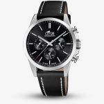 Lotus Mens Black Leather Strap Chronograph Watch L18990/4
