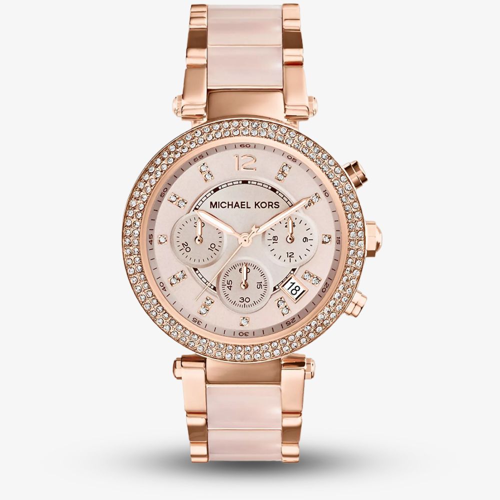 Michael Kors Blush Chronograph Dial Rose Gold Plated Bracelet Watch MK5896 Michael Kors Blush Chronograph Dial Rose Gold Plated Bracelet Watch MK5896