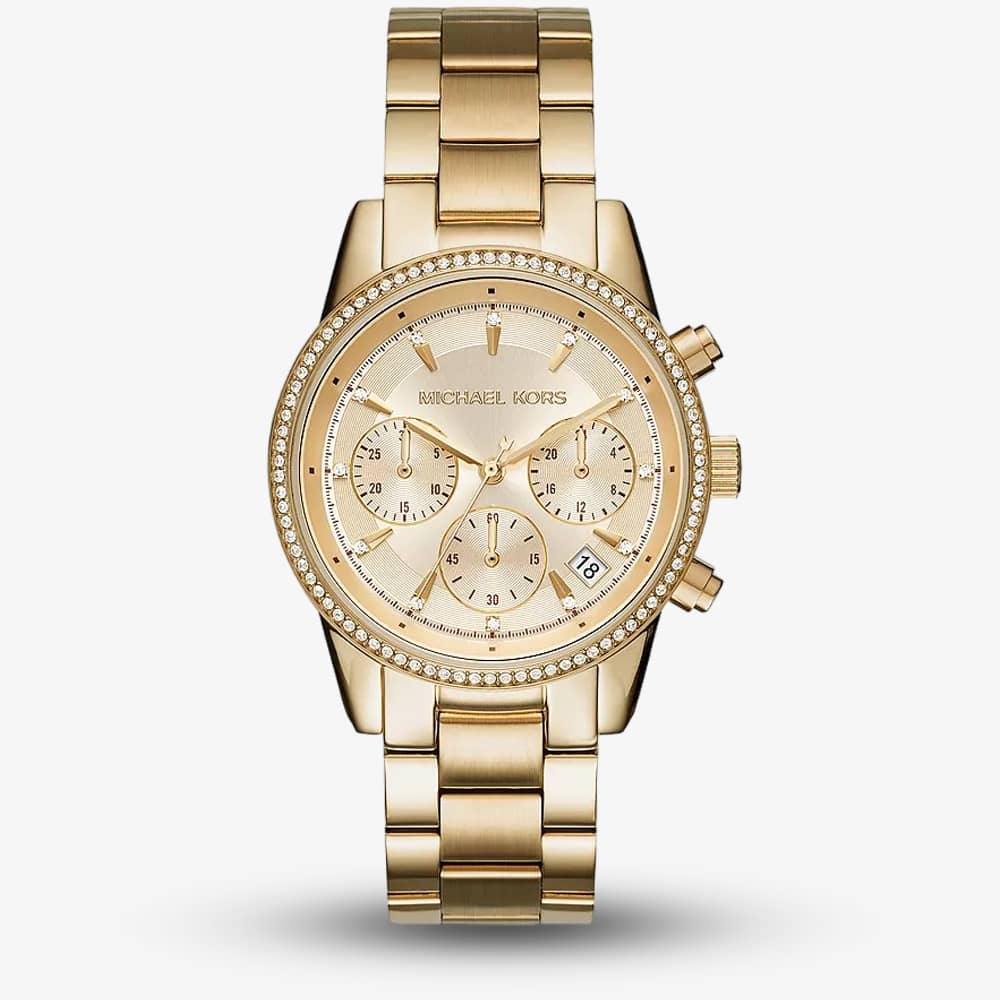 Michael Kors Ritz Gold Plated Chronograph Watch MK6356 Michael Kors Ritz Gold Plated Chronograph Watch MK6356