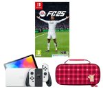 Nintendo Switch OLED White, EA Sports FC 25 & PowerA Protection Case (Pikachu Plaid) Bundle, White