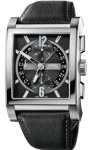Oris Watch Rectangular Titan Chronograph Leather D - Black