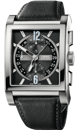 Oris Watch Rectangular Titan Chronograph Leather D - Black Oris Watch Rectangular Titan Chronograph Leather D - Black