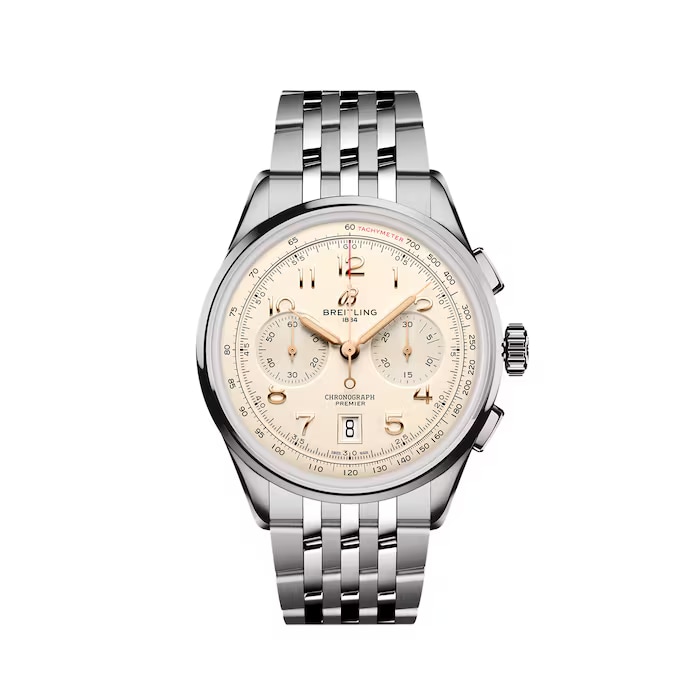 Premier B01 Chronograph 42mm Mens Watch Cream Stainless Stainless Steel Premier B01 Chronograph 42mm Mens Watch Cream Stainless Stainless Steel