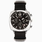 Sekonda Sekonda Airborne Men's Chronograph Watch | Silver Case & Black Canvas Strap with Black Dial | 1989