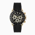 Sekonda Sekonda Circuit Chronograph Men's Watch | Gold Alloy Case & Black Silicone Strap with Black Dial | 30202