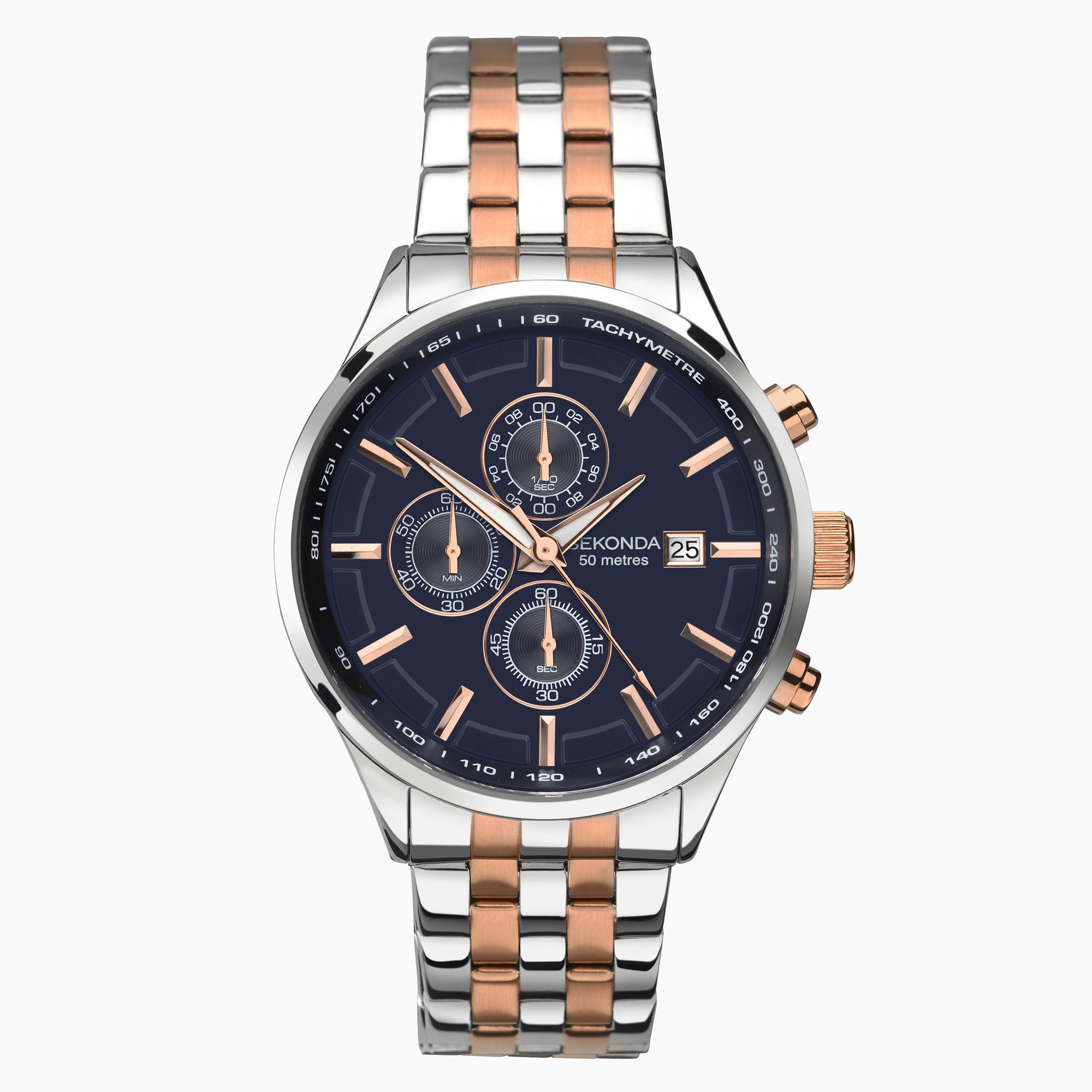 Sekonda Sekonda Sports Chronograph Men's Watch | Two Tone Case & Stainless Steel Bracelet with Navy Dial | 1107 Sekonda Sekonda Sports Chronograph Men's Watch | Two Tone Case & Stainless Steel Bracelet with Navy Dial | 1107