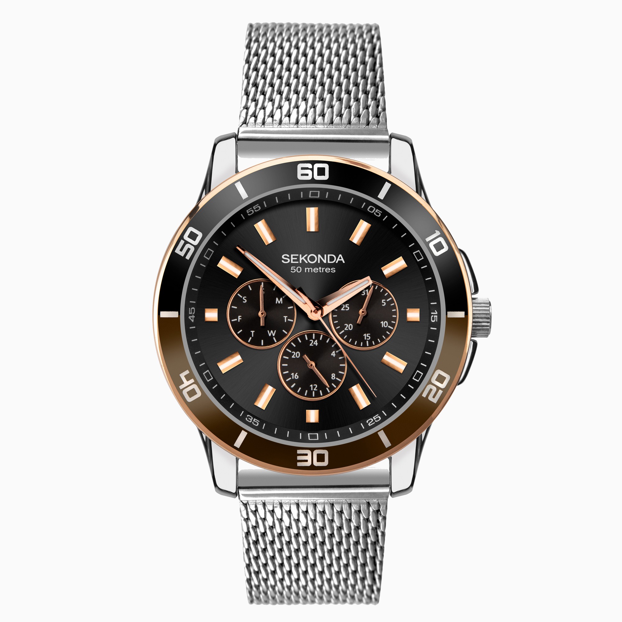 Sekonda Sekonda Sports Men's Watch | Silver Case & Stainless Steel Mesh Bracelet with Brown Dial | 1841 Sekonda Sekonda Sports Men's Watch | Silver Case & Stainless Steel Mesh Bracelet with Brown Dial | 1841