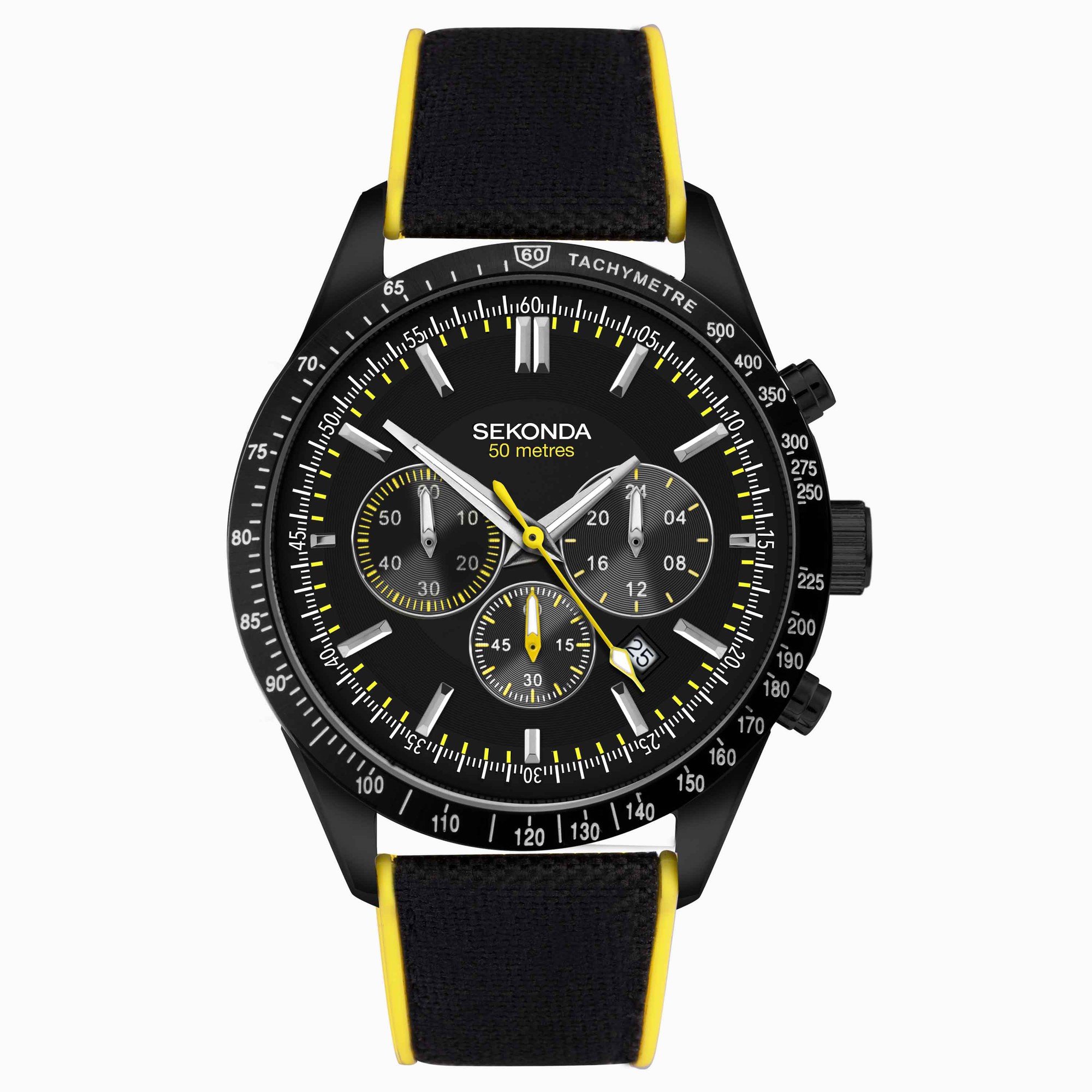 Sekonda Sekonda Velocity Chronograph Men's Watch | Black Stainless Steel Case & Black Canvas Strap with Black Dial | 30018 Sekonda Sekonda Velocity Chronograph Men's Watch | Black Stainless Steel Case & Black Canvas Strap with Black Dial | 30018