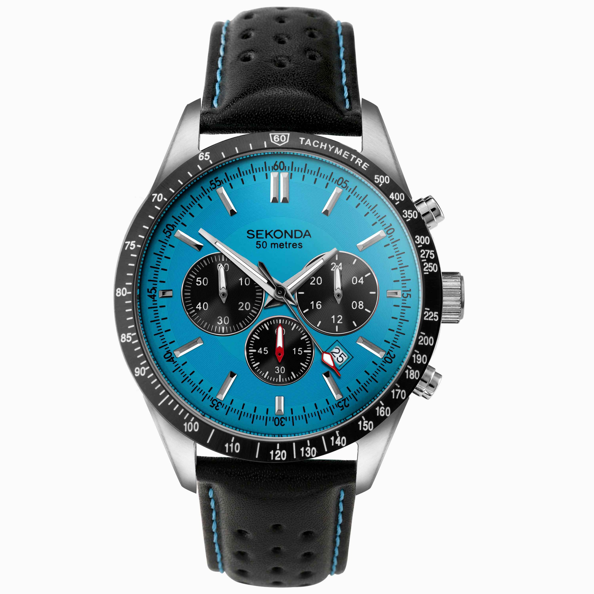 Sekonda Sekonda Velocity Chronograph Men's Watch | Stainless Steel Case & Black Leather Strap with Blue Dial | 30019 Sekonda Sekonda Velocity Chronograph Men's Watch | Stainless Steel Case & Black Leather Strap with Blue Dial | 30019