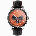 Sekonda Sekonda Velocity Chronograph Men's Watch | Stainless Steel Case & Black Leather Strap with Orange Dial | 30020