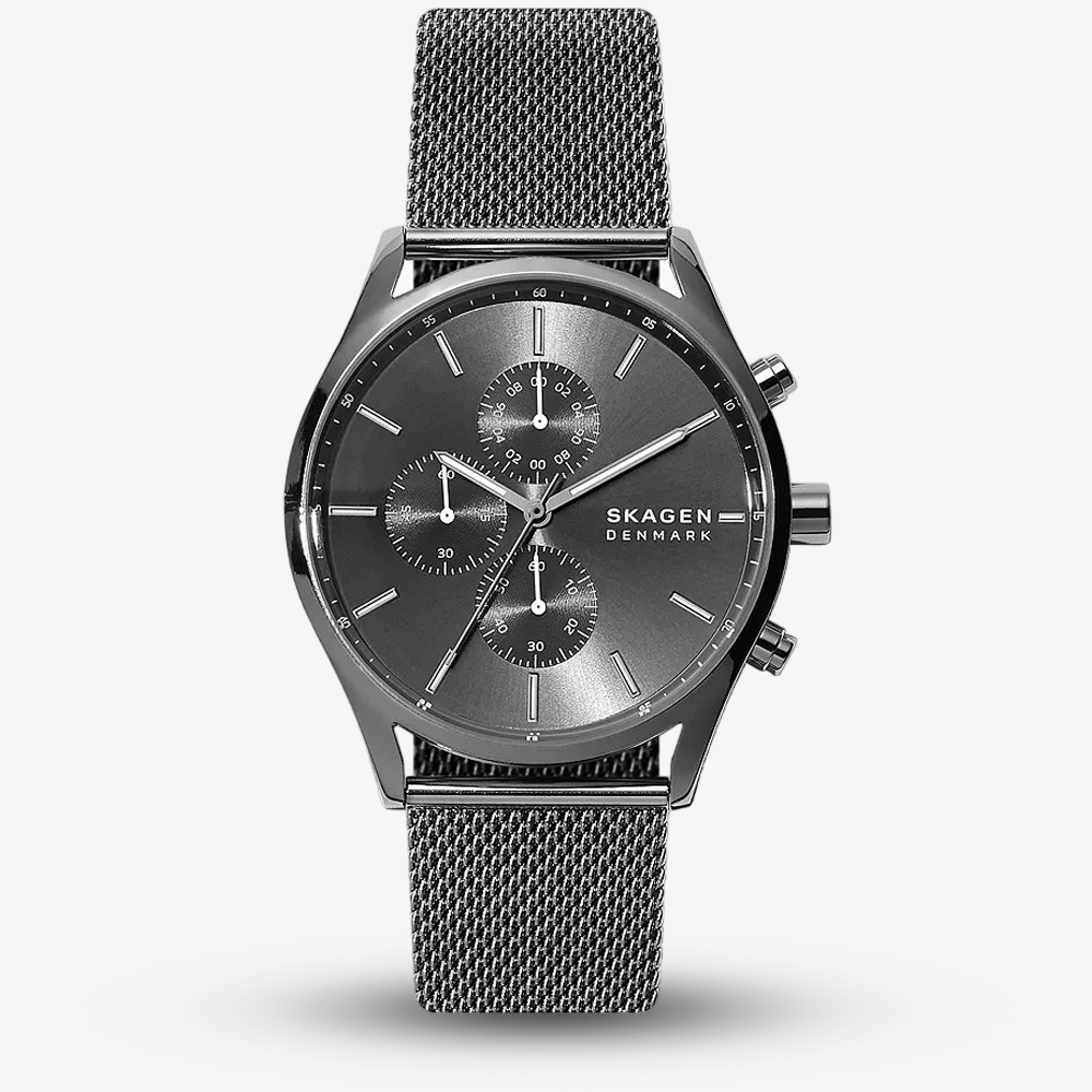 Skagen Mens Holst Chronograph Charcoal Steel Mesh Watch SKW6608 Skagen Mens Holst Chronograph Charcoal Steel Mesh Watch SKW6608
