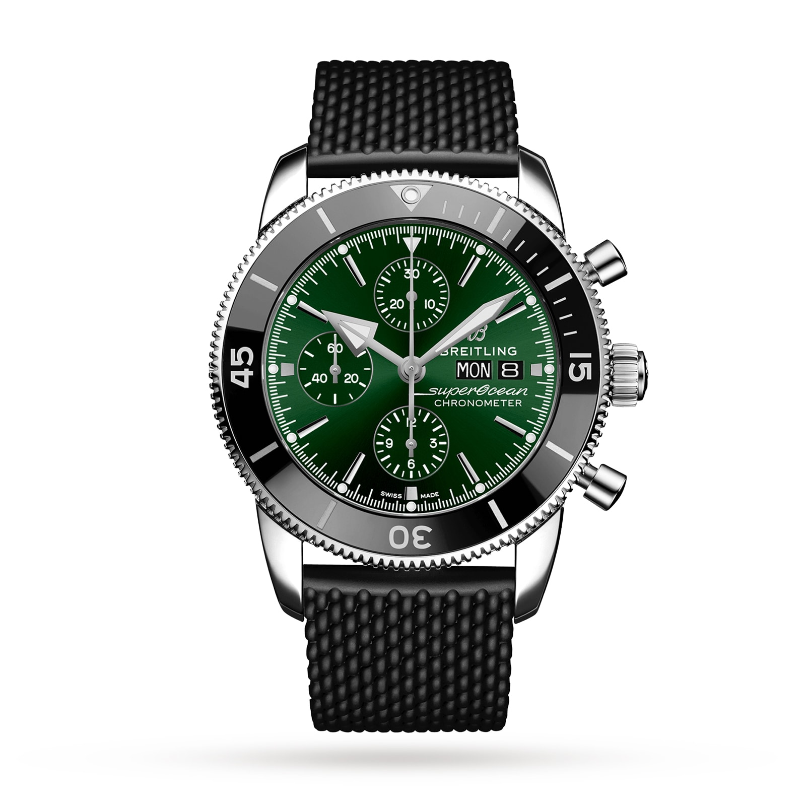 Superocean Heritage Chronograph 44 Stainless Steel Rubber Strap Watch Superocean Heritage Chronograph 44 Stainless Steel Rubber Strap Watch