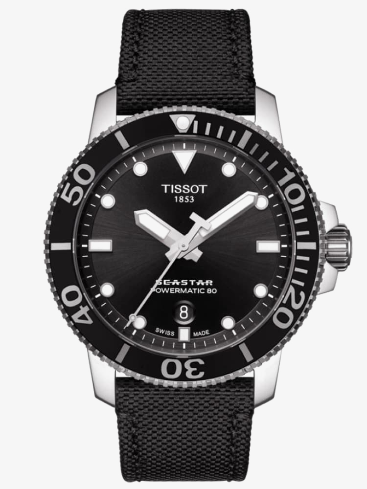 Tissot Mens T-Sport Seastar 1000 Powermatic 80 Black Fabric Strap Watch T120.407.17.051.00 Tissot Mens T-Sport Seastar 1000 Powermatic 80 Black Fabric Strap Watch T120.407.17.051.00