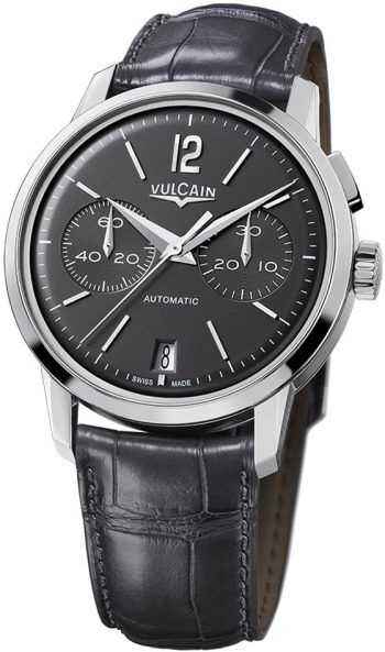 Vulcain Watch 50s Presidents Chronograph Steel Charcoal - Black