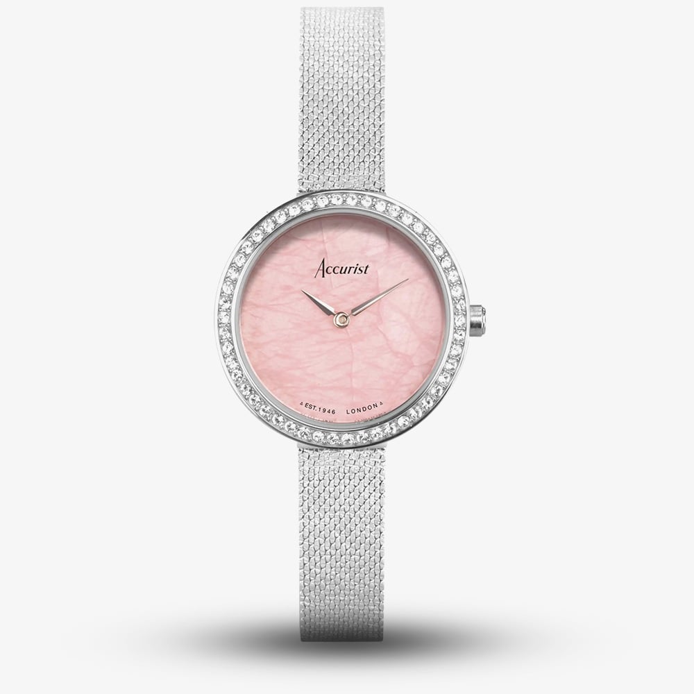Accurist Ladies Jewellery Rose Quartz Dial Bracelet Watch 78005 Accurist Ladies Jewellery Rose Quartz Dial Bracelet Watch 78005